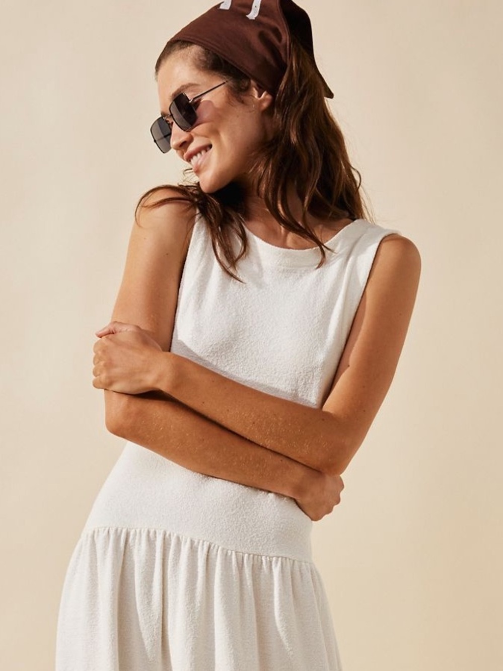 Free People Easy Does It Maxi Dress-white slubby French terry-NWT - Picture 5 of 10